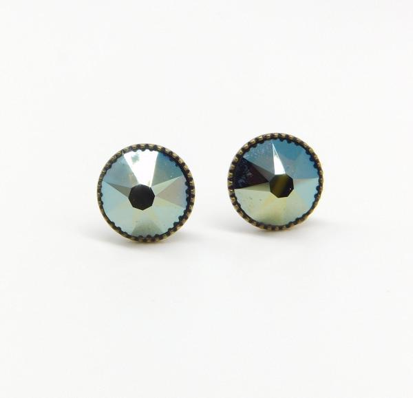 Khaki Crystal - Black Jack Studs